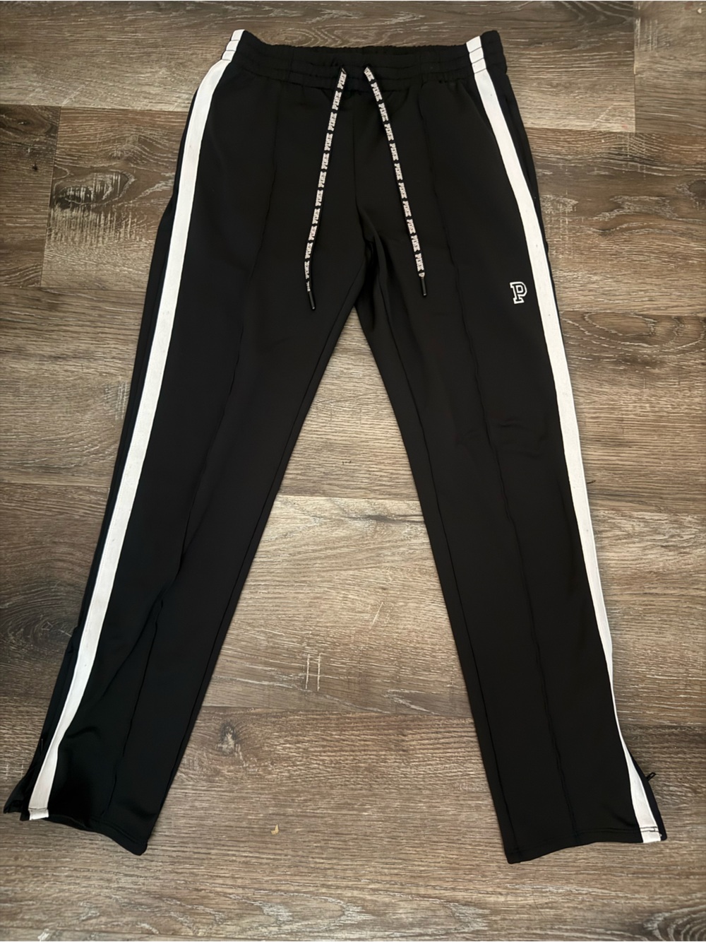 PINK Victoria's Secret Black Track Pants with White Side Stripes